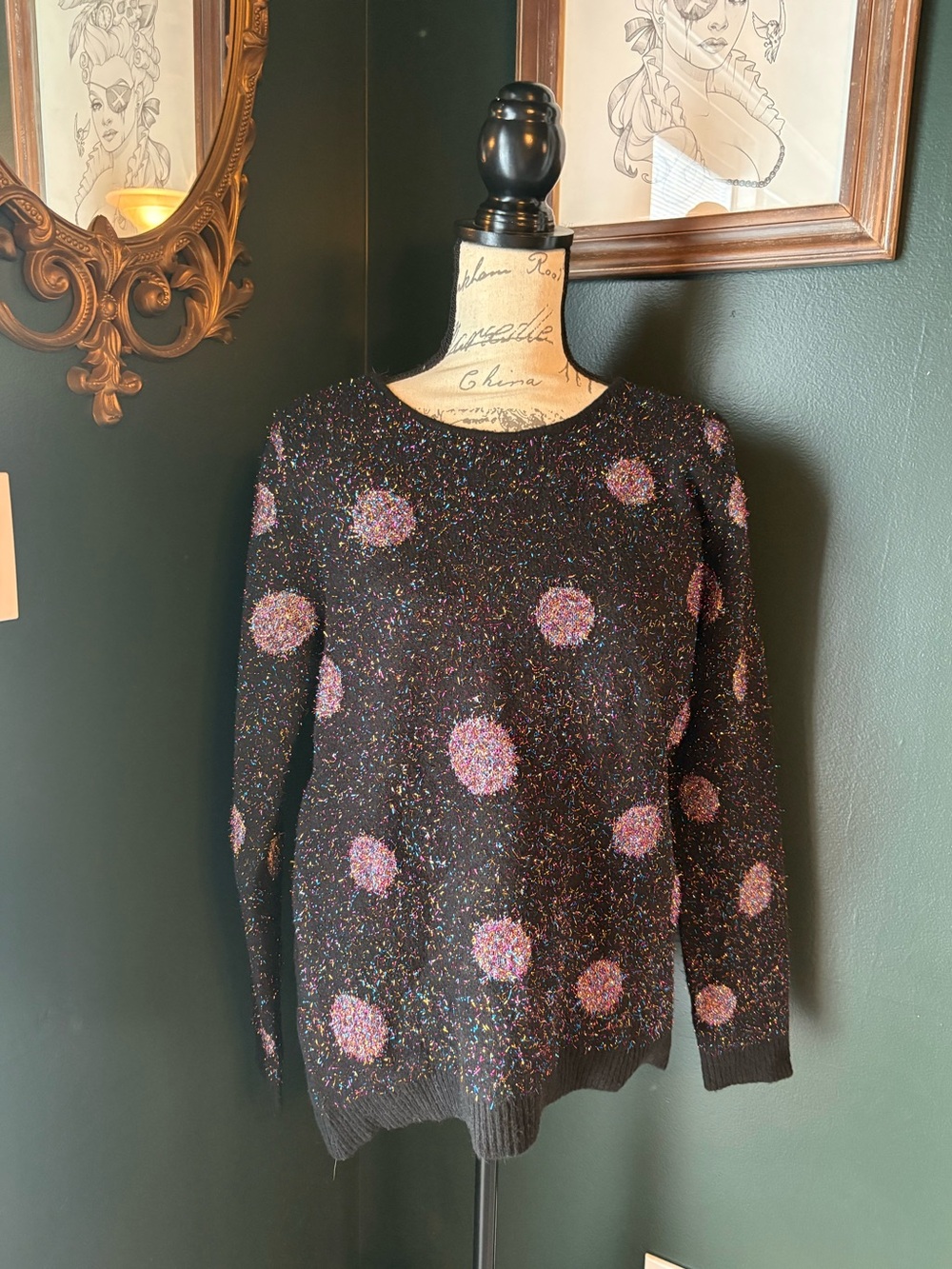 Apt 9 NWT polka dot/sparkle sweater